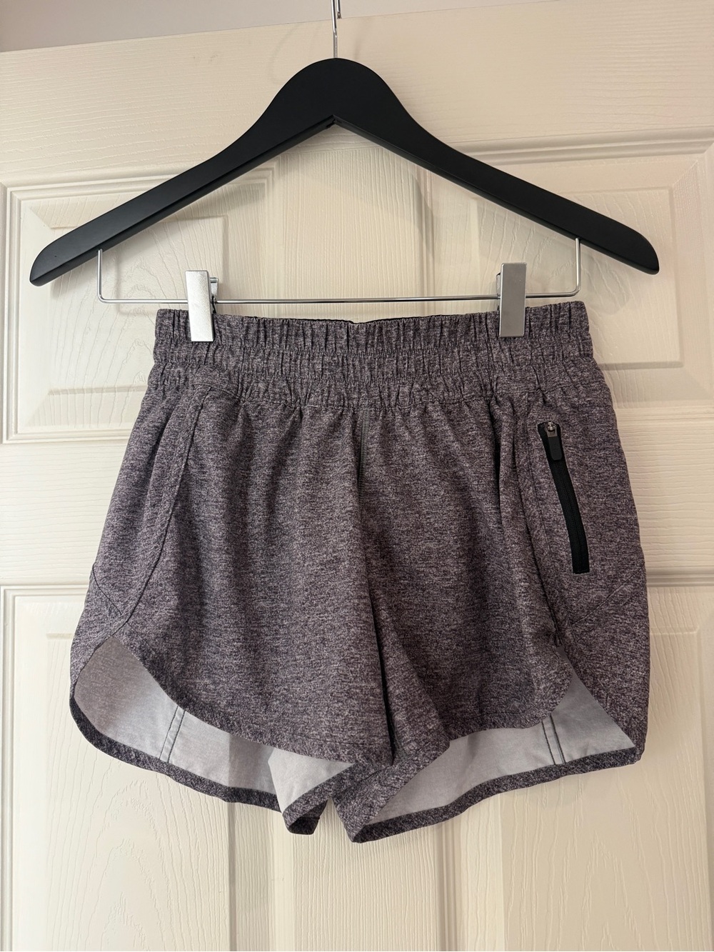 Lululemon Heathered Gray Athletic Shorts with Zip Pocket